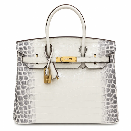 Gradient Ivory Grey Scaled Embossed Structured Trapezoid Hand Tote With Warm Golden Twist Lock Hardware And Matching Detachable Shoulder Strap